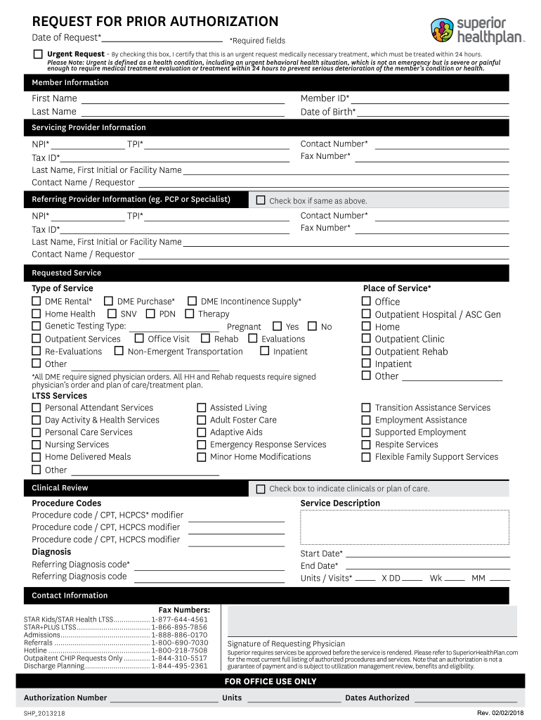 Superior HealthPlan SHP 2013218 2018 2021 Fill And Sign Printable