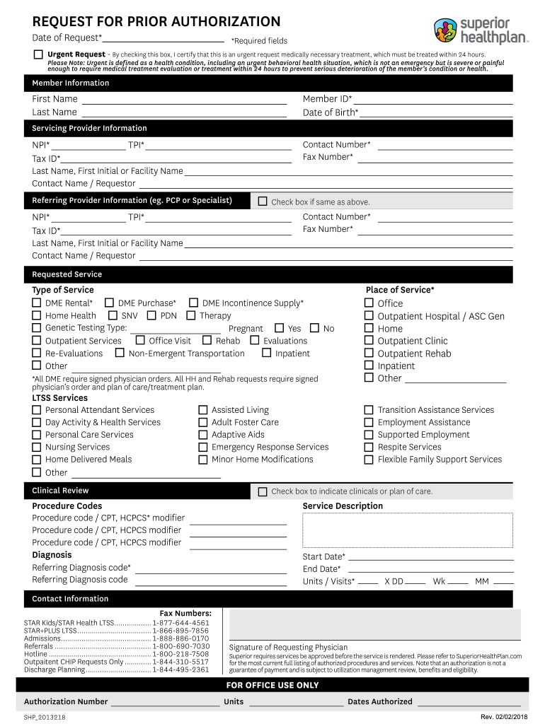 Superior HealthPlan SHP 2013218 2018 2021 Fill And Sign Printable 