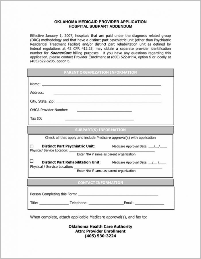 Texas Medicaid Provider Enrollment Forms Enrollment Form