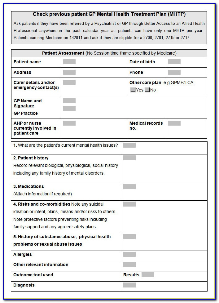 Treatment Plan Forms Mental Health Printable Smart Goals Printable 