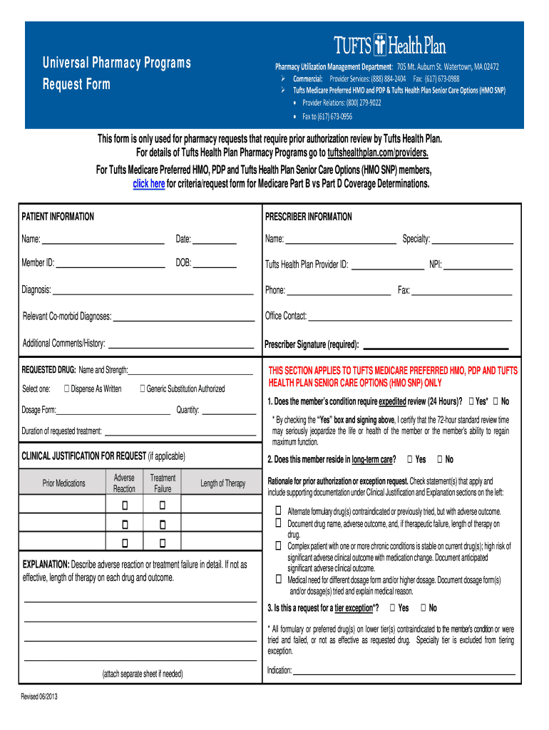 Tufts Health Plan Prior Authorization Form Fill Out And Sign 