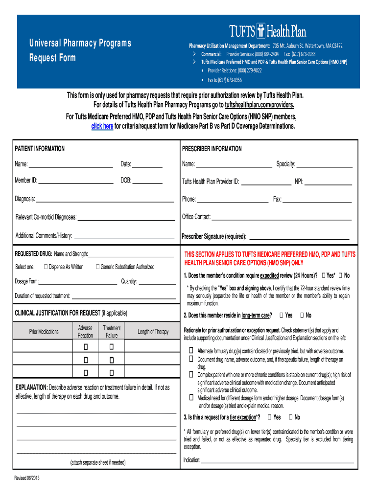 Tufts Health Plan Prior Authorization Form Fill Out And Sign