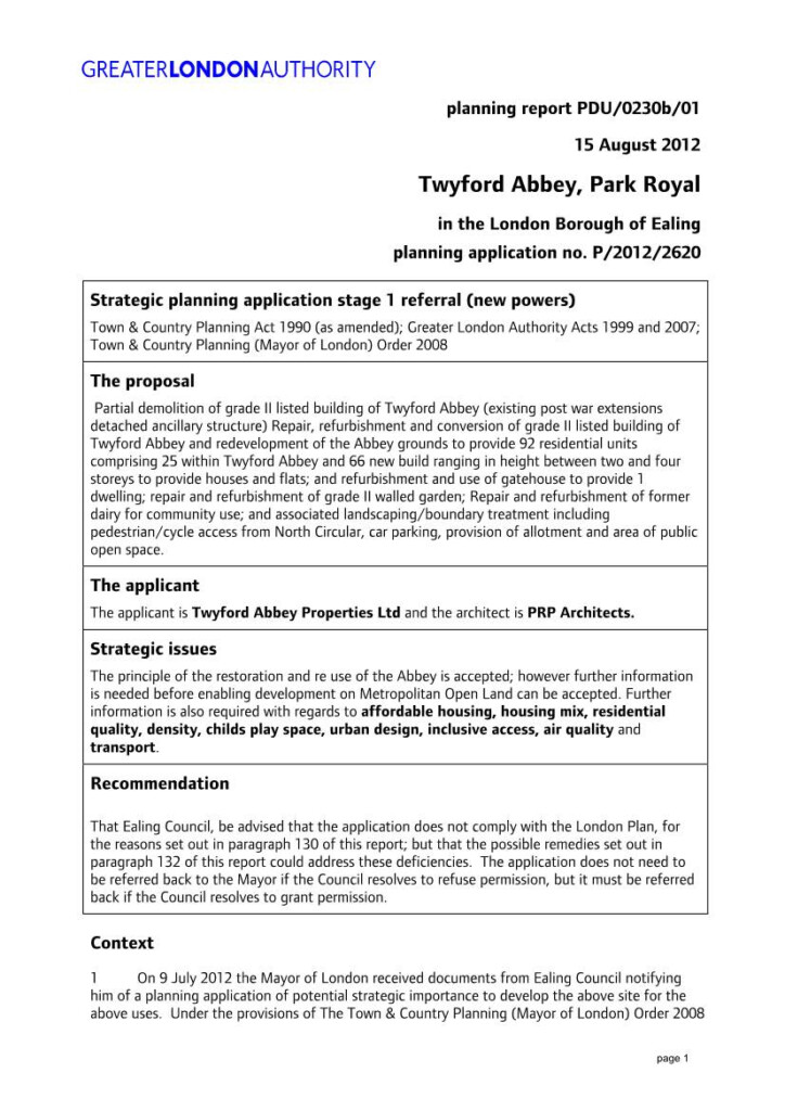 Twyford Abbey Park Royal In The London Borough Of Ealing Planning 