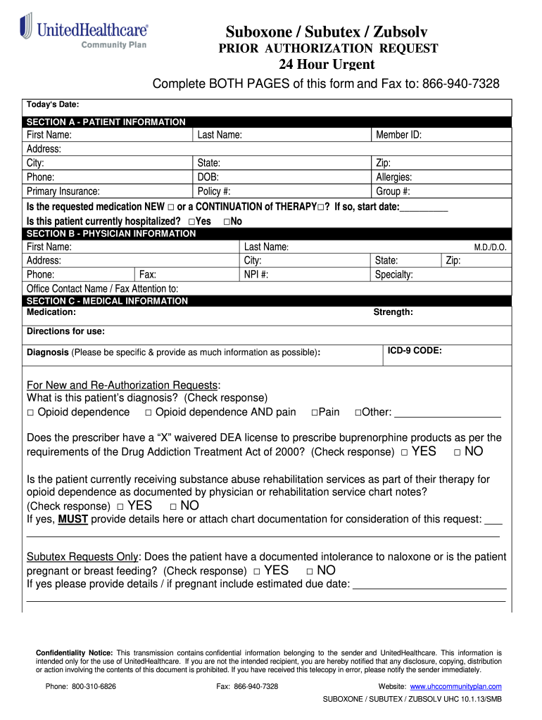 Uhc Prior Authorization Form Pdf Fill Out Sign Online DocHub