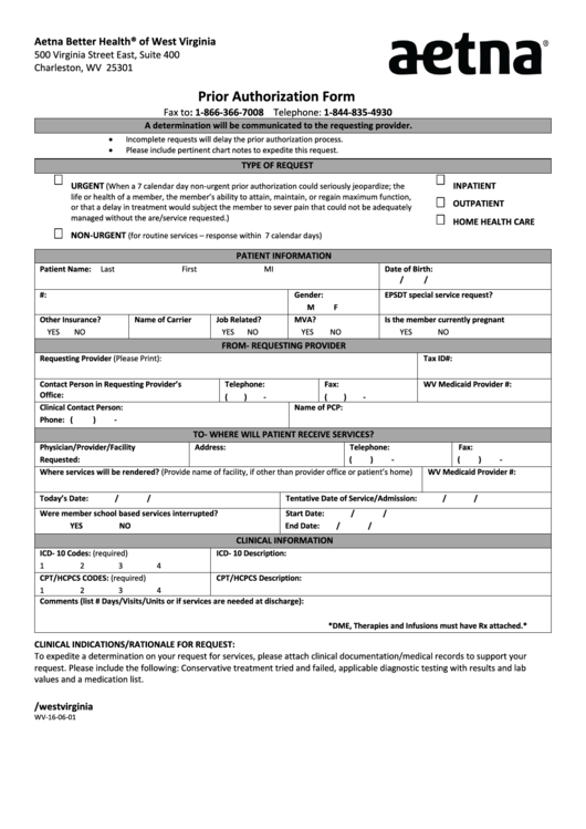 Unicare Health Plan Of Wv Prior Authorization Form PlanForms