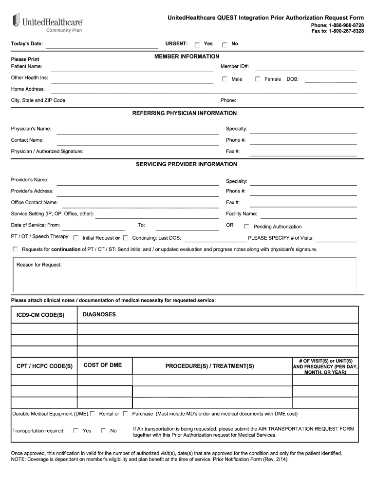 United Healthcare Authorization Forms Fill Online Printable 