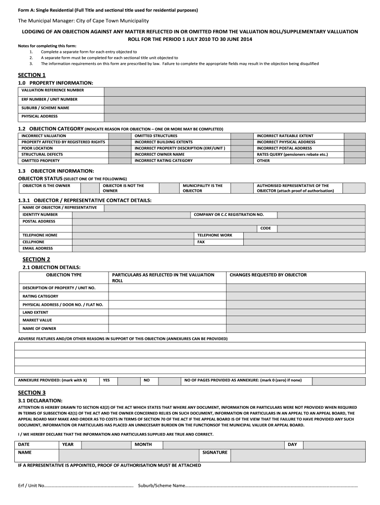 Valuation Objection Form Fill Out Sign Online DocHub