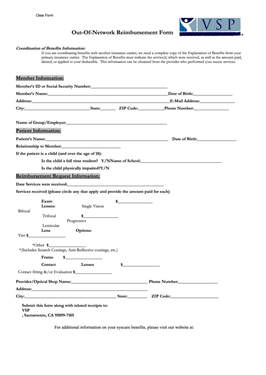 Vsp Claim Form Printable Printable Forms Free Online