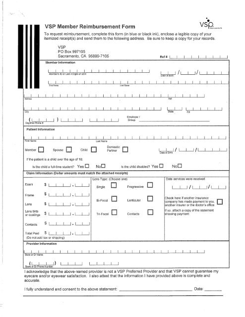 VSP Out Of Network Claim Form